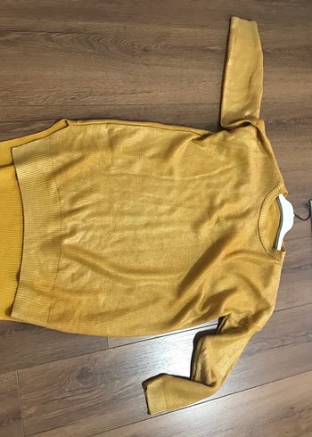 Sarı Örgü Kadın Sweatshirt - Görsel 3