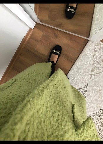 Yeşil Peluş Midi Kadın Kaban - Görsel 3