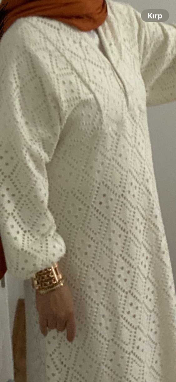 Kırık beyaz Dantel Detaylı - Görsel 2