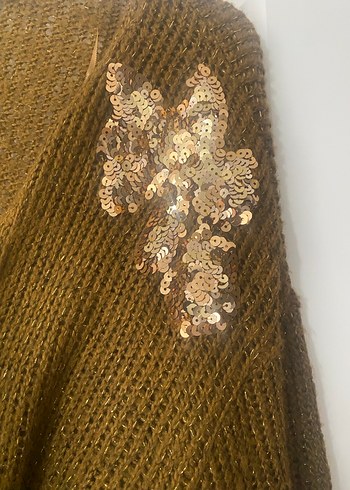 Uzun Kollu Kahverengi Nakışlı Kadın Hırka - Görsel 4