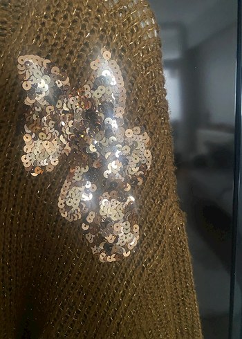 Uzun Kollu Kahverengi Nakışlı Kadın Hırka - Görsel 3