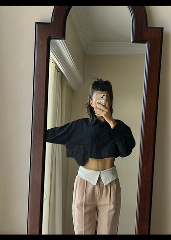 Trendyol & Milla Kadın Siyah Denim Uzun Kollu Gömlek