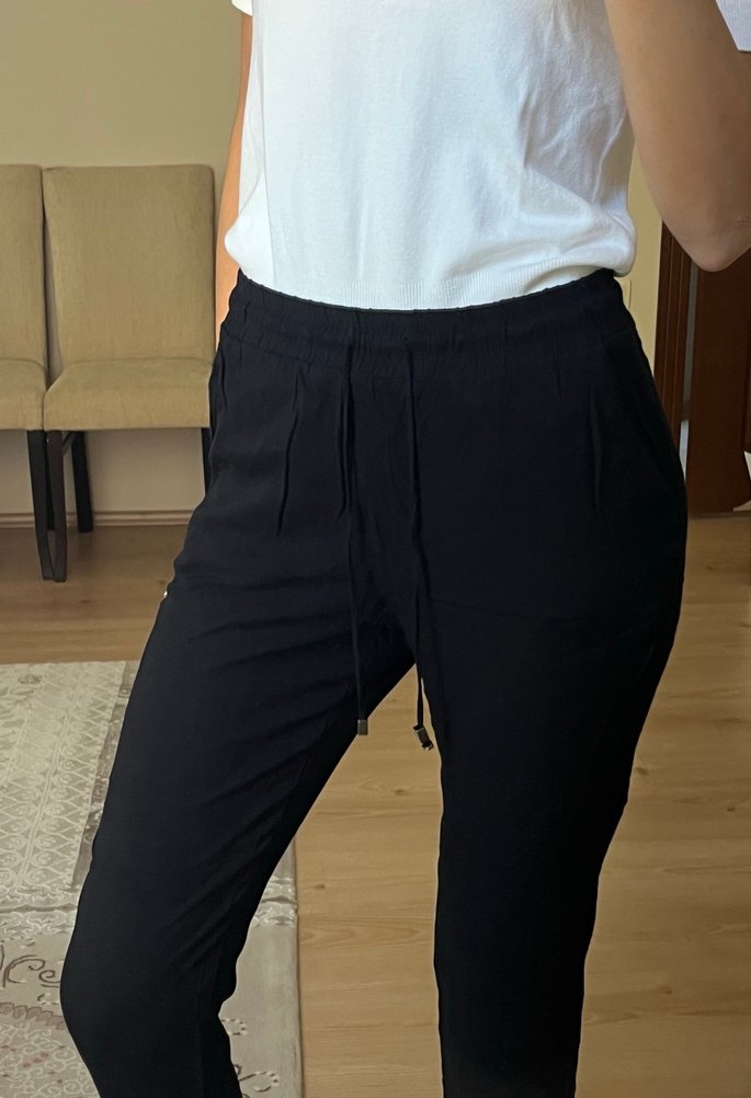 Kadın Beyefendi Kesim Midi Siyah Pantolon - Görsel 2