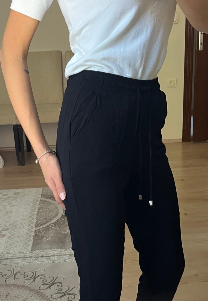 Kadın Beyefendi Kesim Midi Siyah Pantolon - Görsel 4