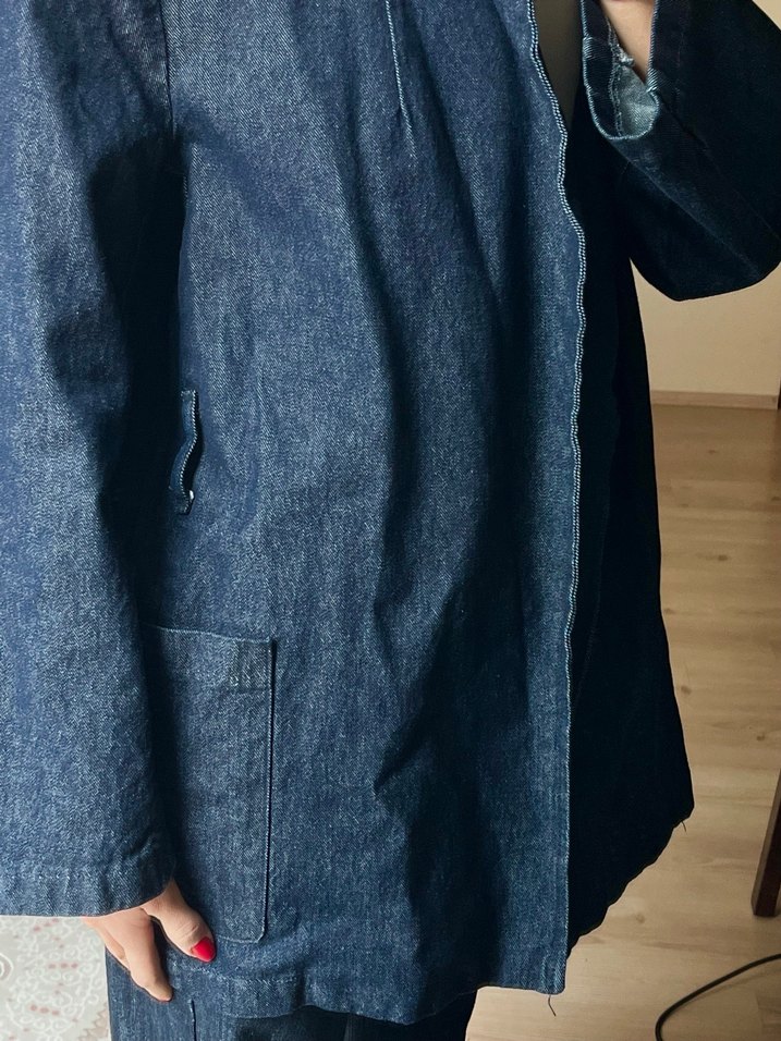 Kemerli Lacivert Kadın Denim Ceket - Görsel 5