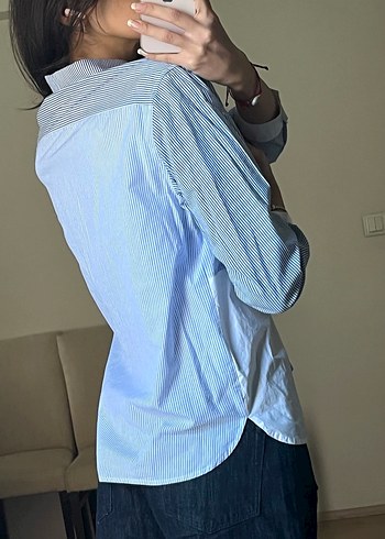 Düğmeli Denim Kadın Gömlek - Görsel 4