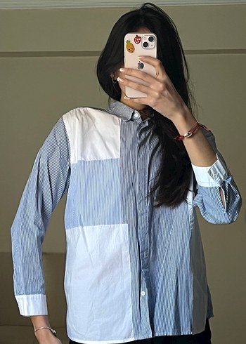 Düğmeli Denim Kadın Gömlek - Görsel 5