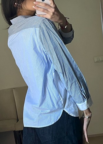 Düğmeli Denim Kadın Gömlek - Görsel 6