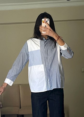 Düğmeli Denim Kadın Gömlek - Görsel 2