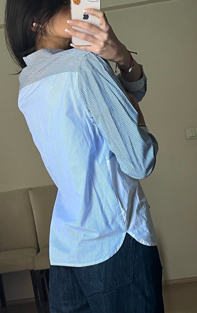 Düğmeli Denim Kadın Gömlek - Görsel 4