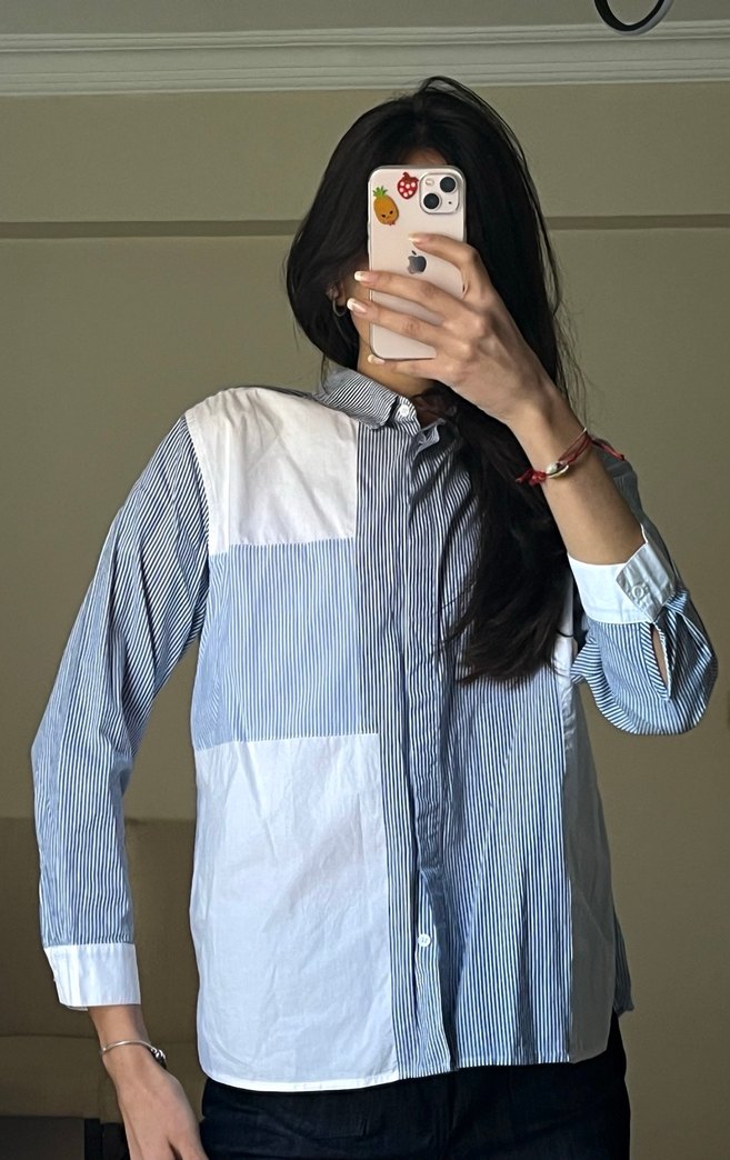 Düğmeli Denim Kadın Gömlek - Görsel 5