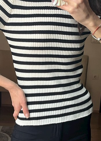 Zebra Desenli Uzun Kollu Fit Triko Kazak - Görsel 2