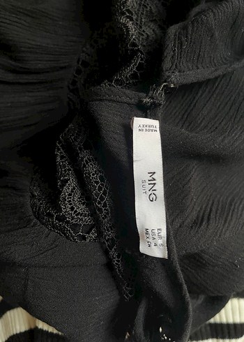 Dantel Detaylı Siyah Mini Triko Bluz - Görsel 6