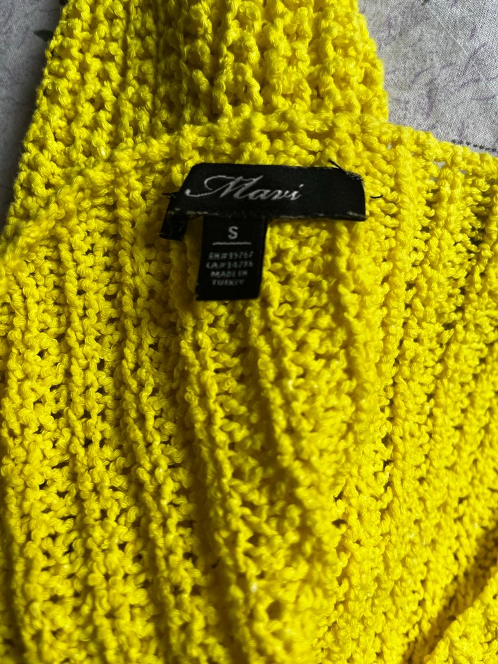 Sarı Kısa Örgü Kadın Kazak - Görsel 5