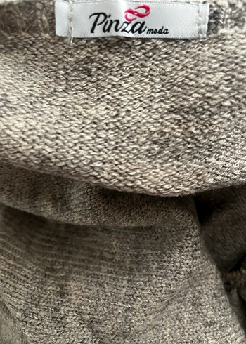 Gri V Yaka Örgü Kadın Kazak - Görsel 5