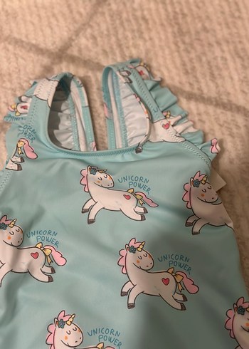 Turkuaz Baskılı Kız Çocuk Mayo - Görsel 6