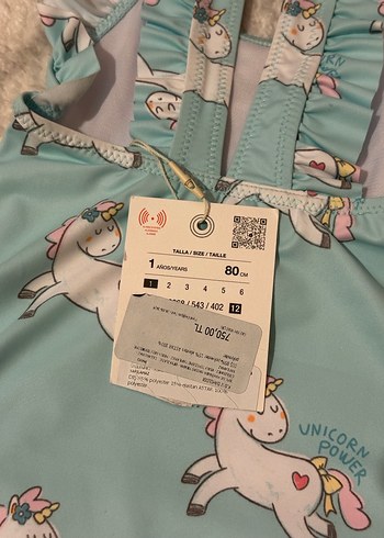 Turkuaz Baskılı Kız Çocuk Mayo - Görsel 3