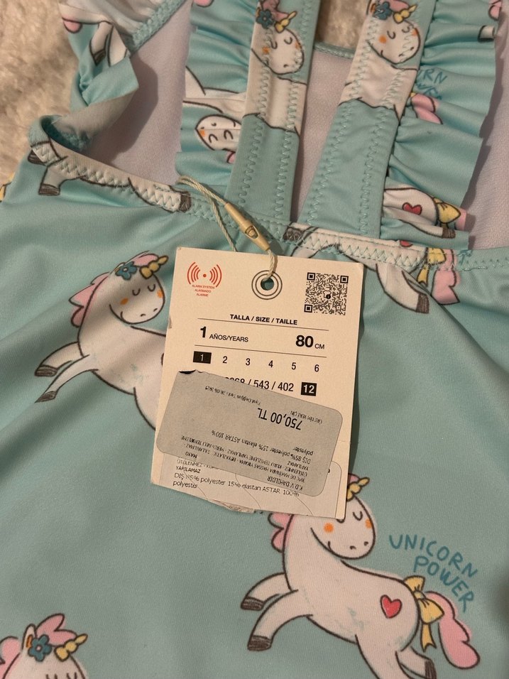 Turkuaz Baskılı Kız Çocuk Mayo - Görsel 3