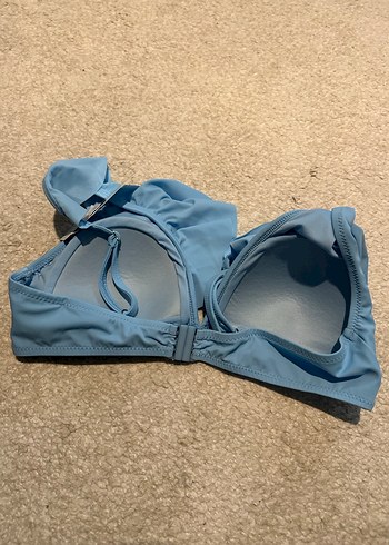 Mavi Fırfırlı İpli Bikini Üstü - Görsel 3