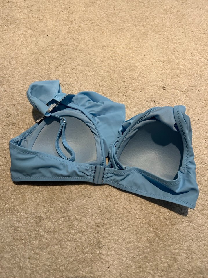 Mavi Fırfırlı İpli Bikini Üstü - Görsel 3