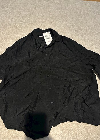 Siyah Keten Uzun Kollu Salaş Gömlek - Görsel 2