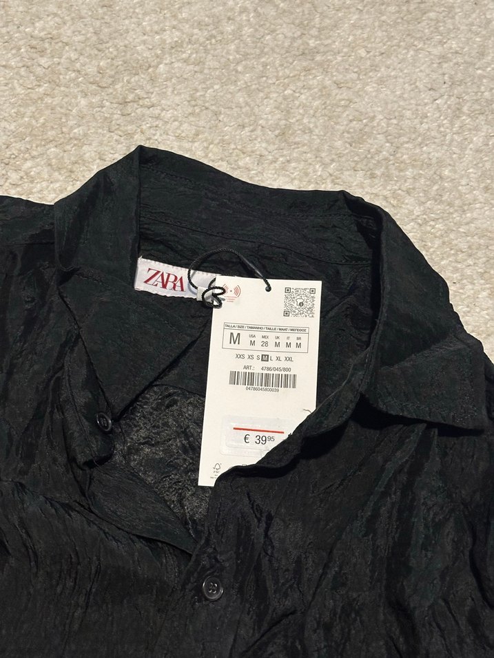 Siyah Keten Uzun Kollu Salaş Gömlek - Görsel 3