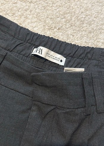 Kadın Gri Keten Kemerli Midi Pantolon - Görsel 3