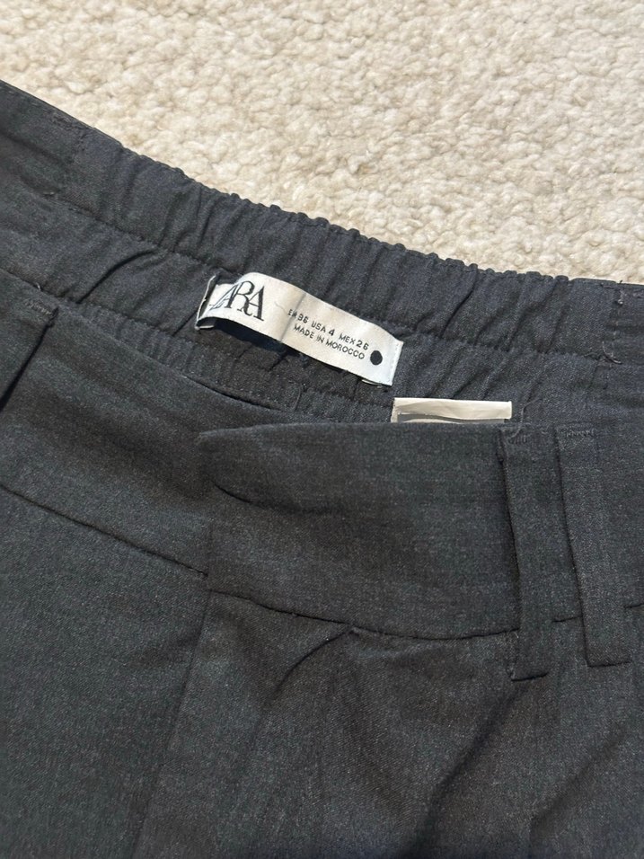 Kadın Gri Keten Kemerli Midi Pantolon - Görsel 3