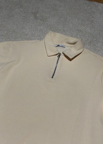 Limon Sarısı Fermuarlı polo yaka tişört - Görsel 2