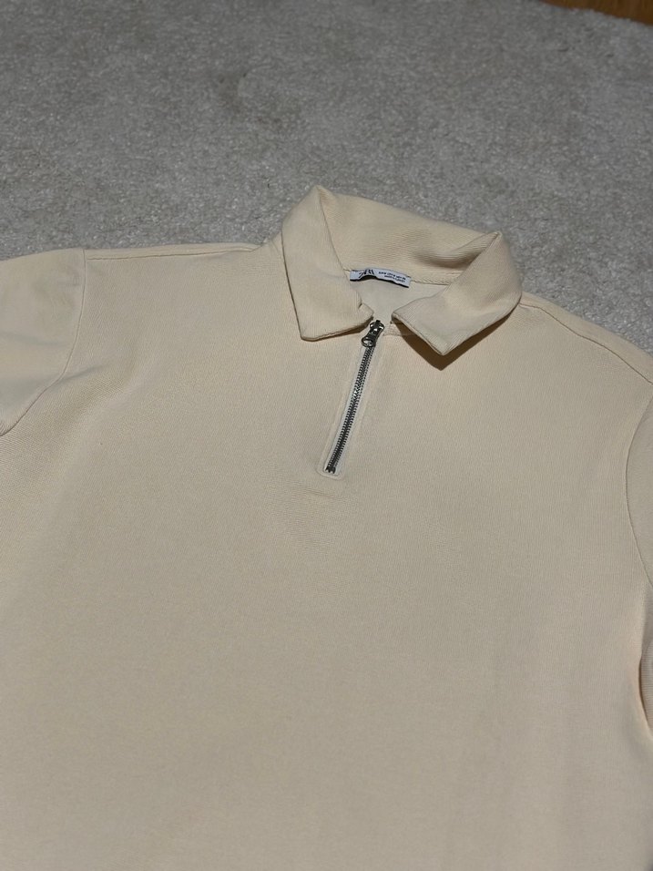 Limon Sarısı Fermuarlı polo yaka tişört - Görsel 2