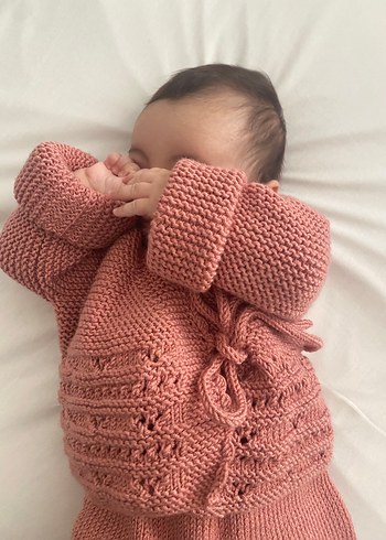 9-12 Ay Beden pembe Renk El örgüsü pembe Kız alt üst şapkalı patikli takım