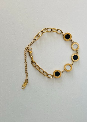 Diger Zincir Detaylı Altın Renk Çelik Bileklik