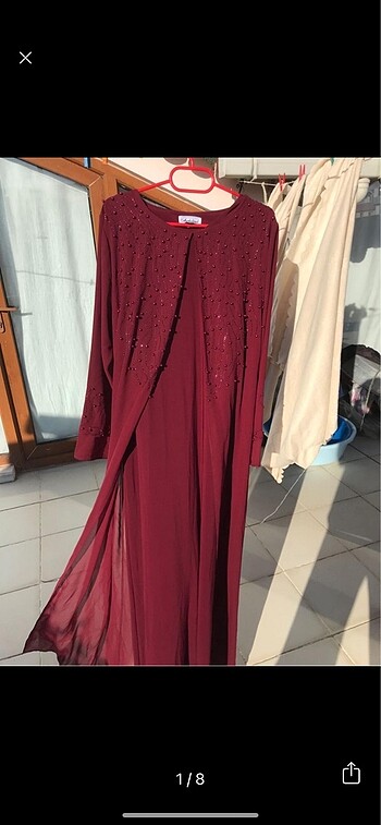 Bordo uzun şık elbise