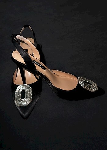 Siyah Stiletto Topuklu Abiye Ayakkabı