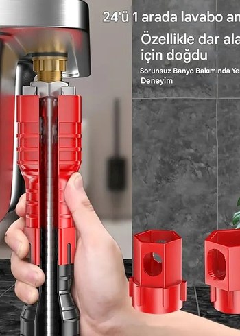  Mutfak & Banyo için 24'ü 1 Arada Musluk Tamir Alet Seti