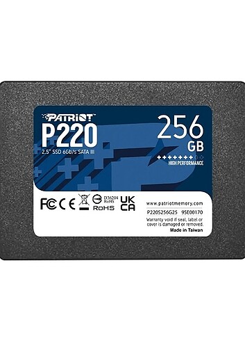 Patriot P220 P220S256G25 SATA 3.0 2.5" 256 GB SSD - Görsel 3