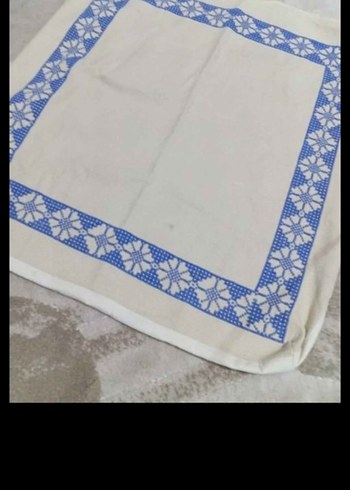 İKİ adet kanaviçe işlemeli büyük minder kılıfı el emeği - Görsel 2