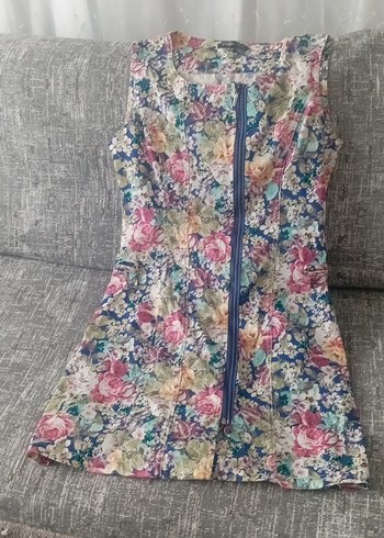 Diğer Romantik Cicekli Kolsuz Elbise Hic Giyilmedi