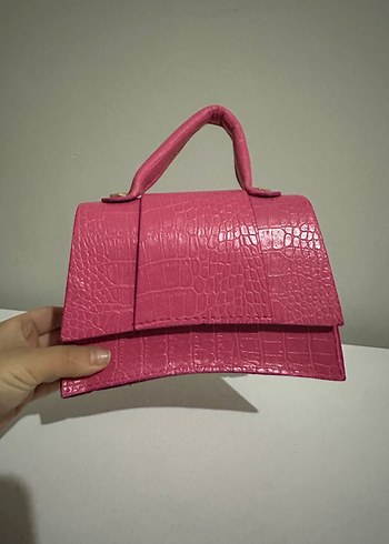 Pembe Yılan Derisi Desenli Kadın Deri Çanta - Görsel 2