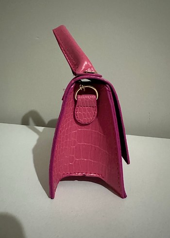 Pembe Yılan Derisi Desenli Kadın Deri Çanta - Görsel 4