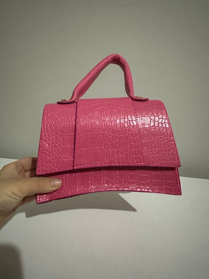 Pembe Yılan Derisi Desenli Kadın Deri Çanta - Görsel 2