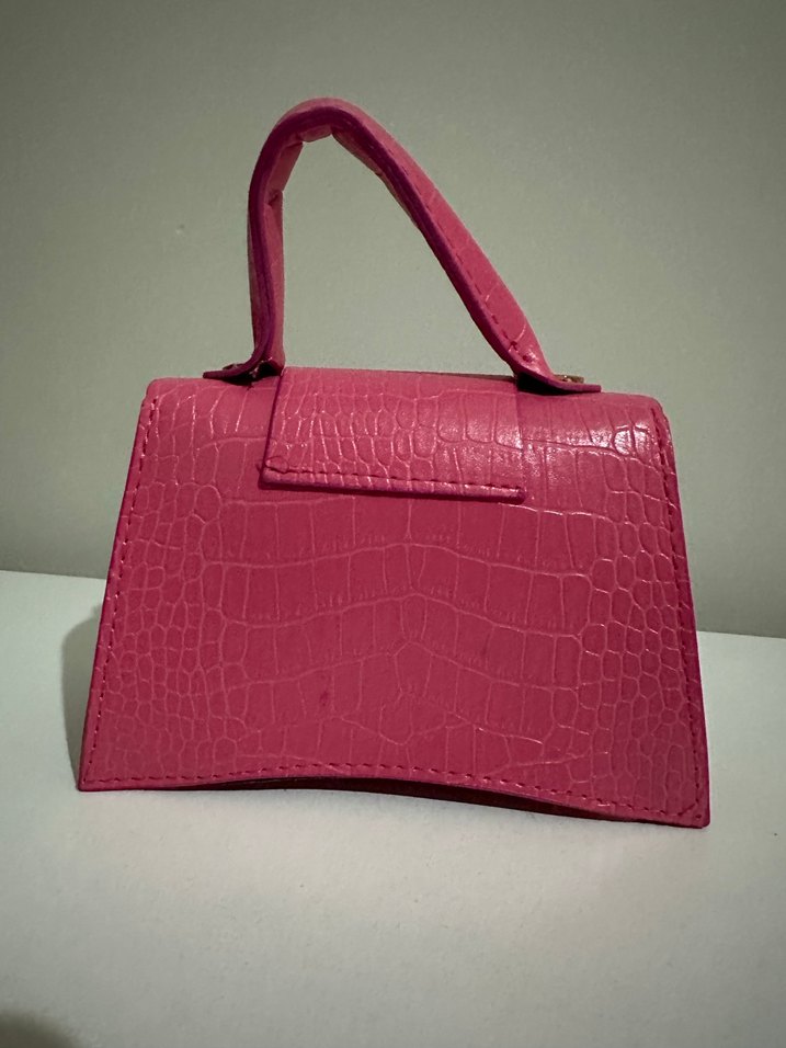 Pembe Yılan Derisi Desenli Kadın Deri Çanta - Görsel 3