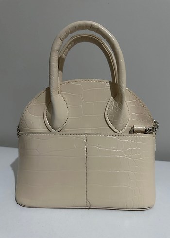 Zincir Detaylı Beyaz Yılan Desenli Deri Çanta - Görsel 3