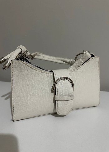 Tokalı Beyaz Kadın Deri Çanta - Görsel 5