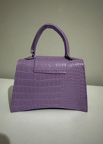 Mor Deri Yılan Desenli Kadın Çanta - Görsel 3