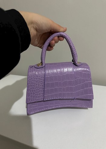 Mor Deri Yılan Desenli Kadın Çanta - Görsel 2