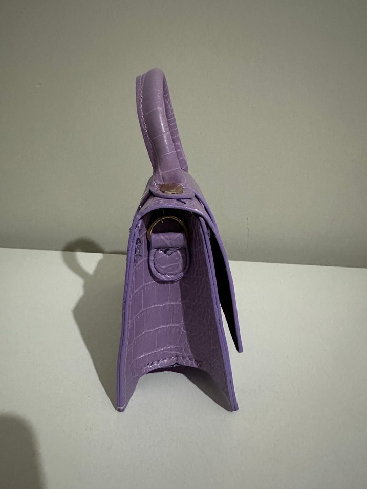 Mor Deri Yılan Desenli Kadın Çanta - Görsel 4