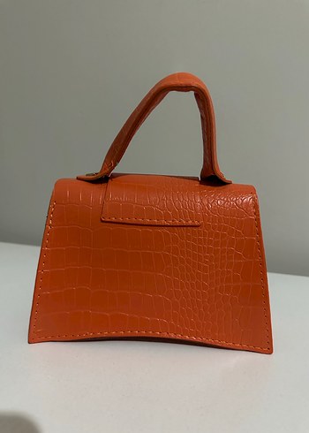 Turuncu Parlak Deri Yılan Desenli Kadın Çanta - Görsel 3