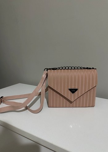 Pembe Çizgili Kadın Omuz Çantası - Görsel 5