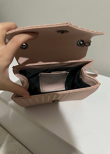 Pembe Çizgili Kadın Omuz Çantası - Görsel 4